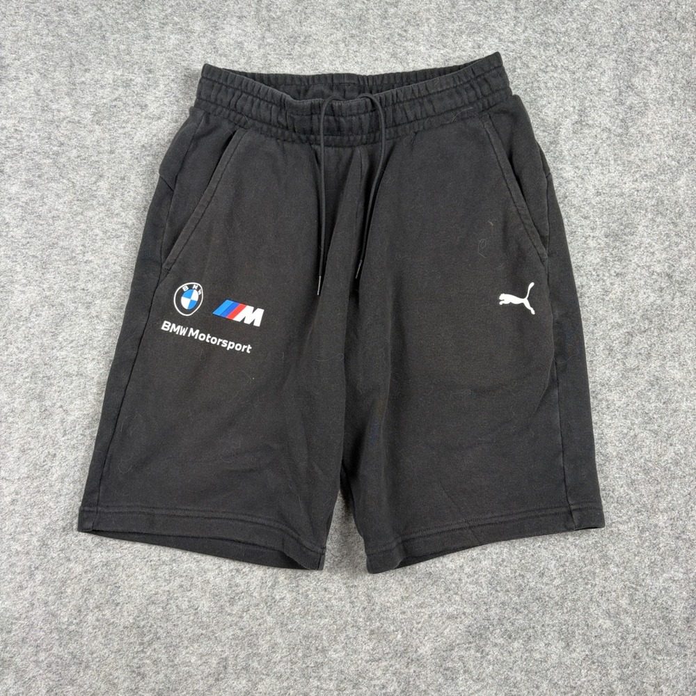 Puma Shorts Mens Small Black BMW Motorsports Racing Sweat Shorts Outdoor Track